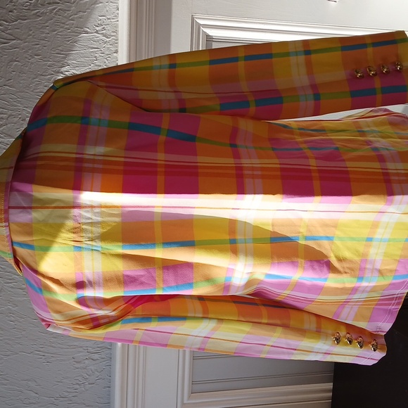 Colorful Plaid Women's Blazer - Picture 3 of 6